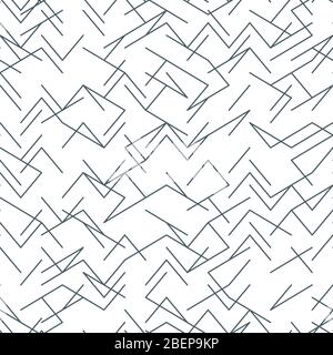 Seamless random, edgy, irregular line black and white pattern. EPS 10 Stock Vector
