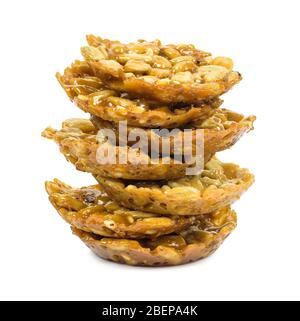 Stack of florentine biscuits isolated on white background with clipping path Stock Photo