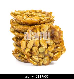 Stack of florentine biscuits isolated on white background with clipping path Stock Photo