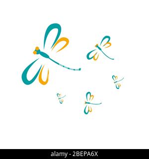 Dragon fly icon with typography letter dragon fly. Dragon fly icon trendy and modern symbol for graphic and web design. Vector illustration EPS.8 EPS. Stock Vector
