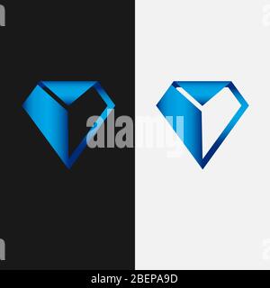 crystal blue stylish diamond logo for your store or company Stock Vector