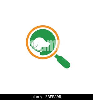 dog head logo for search pet company with pin point location for pet shop veterinary and pet app Stock Vector