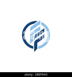 F F logo in the circle with blue colors graphic concept illustrations Stock Vector