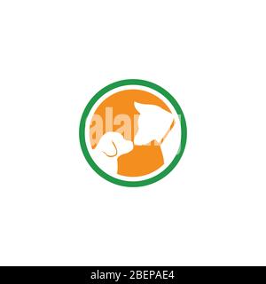 dog head logo for search pet company with pin point location for pet shop veterinary and pet app Stock Vector