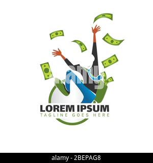 happy businessman with tie icon symbol a logo for jobseekers company Stock Vector