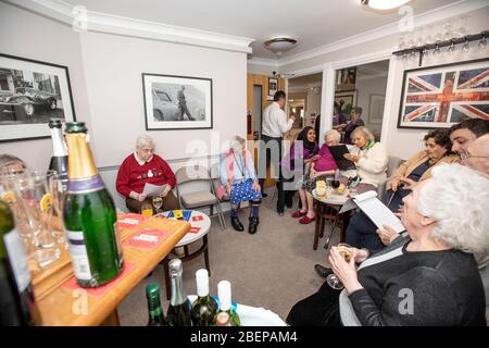 Care home which has opened a pub for residents, one of several care homes who now provide a bar area for the elderly residents, England, UK Stock Photo