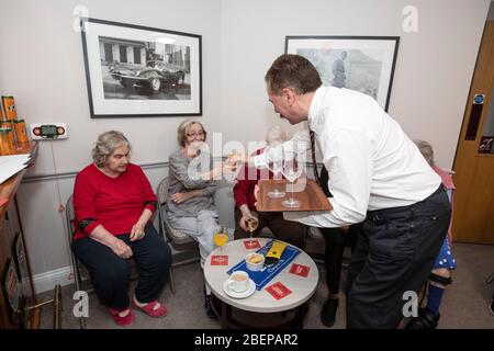 Care home which has opened a pub for residents, one of several care homes who now provide a bar area for the elderly residents, England, UK Stock Photo