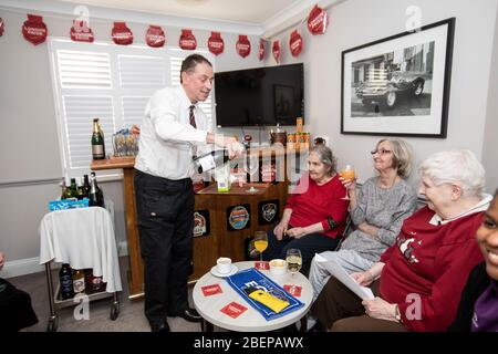 Care home which has opened a pub for residents, one of several care homes who now provide a bar area for the elderly residents, England, UK Stock Photo