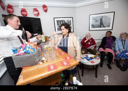 Care home which has opened a pub for residents, one of several care homes who now provide a bar area for the elderly residents, England, UK Stock Photo