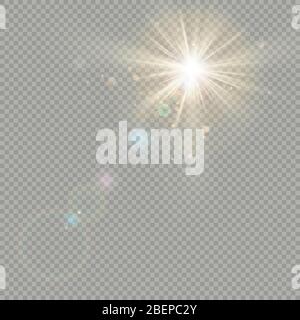 Effect of bokeh circles with sun shine. Lens flare effect. EPS 10 Stock Vector