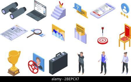 Headhunter icons set, isometric style Stock Vector