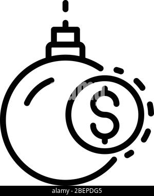 Trade war bomb icon, outline style Stock Vector