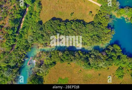 Aerial view of Brljan lake in Croatia in canyon of the Krka River Stock Photo