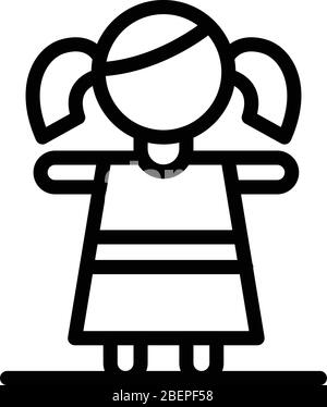 Funny doll icon, outline style Stock Vector