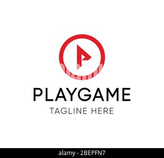 PLAYGAME Logotype - Vector Emblem Template for Team of Players or Game Platform with a Similar Name starting with P. Stock Vector