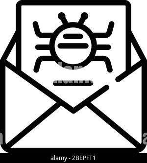 Email virus icon, outline style Stock Vector