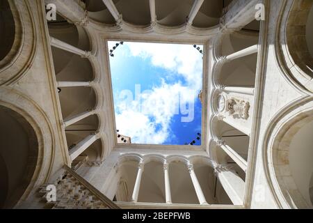 Looking up from the inner courtyard at the Rector's Palace in Dubrovnik, Croatia.