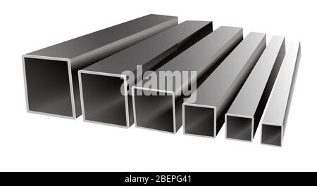 Vector illustration of iron square tubes on a white background Stock Vector
