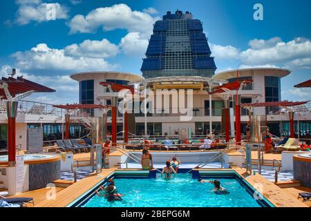 Swimming Pool on Cruise Ship Stock Photo