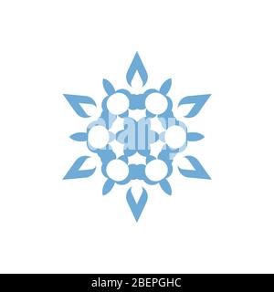 Snowflake icon. Christmas and winter theme. Simple flat blue illustration on white background. Stock Vector