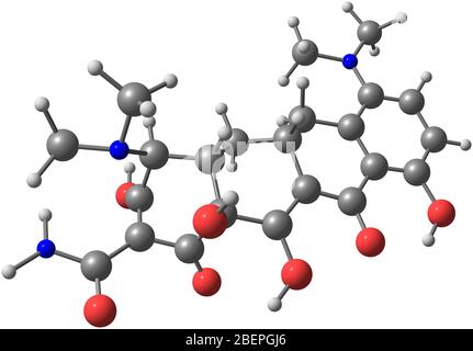 Minocycline or Minocin is a long-acting antibiotic used to treat infections such as Lyme disease, Anthrax, Bubonic Plague, Syphilis and Cholera Stock Photo