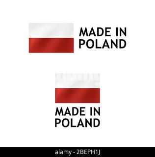 Made in Poland Label, Vector Tag template with Polish Flag isolated on white. Stock Vector