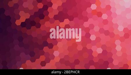 Mosaic Abstract Background Red color. Geometric pattern with hexagons in lovely rose gradient. Stock Vector