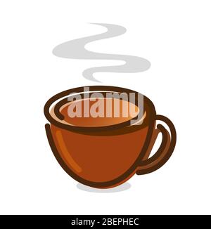 Coffee Cup Vector icon illustration. Brown Cup with steam on white background. Stock Vector