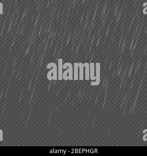 Rain isolated realistic anglewise effect. Transparent nature rainfall template. EPS 10 Stock Vector