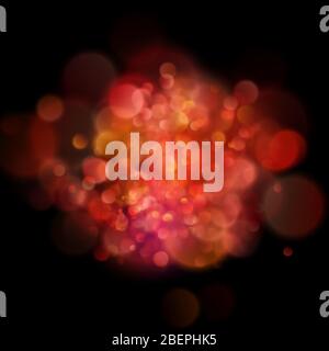 Abstract defocused circular red bokeh on dark background. EPS 10 Stock Vector