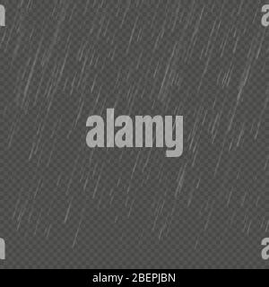 Rain isolated realistic anglewise effect. Transparent nature rainfall template. EPS 10 Stock Vector