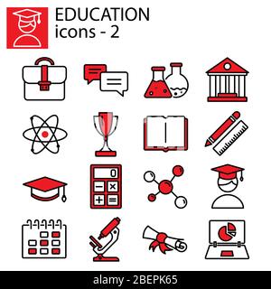 Web line set. Education (university, science) Stock Vector