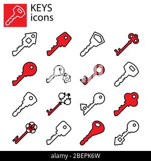 Web line set. Keys icon Stock Vector