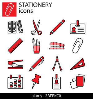 Web icons set. Stationery, office stuff Stock Vector