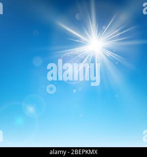 Clear blue sky with sun shine. EPS 10 Stock Vector