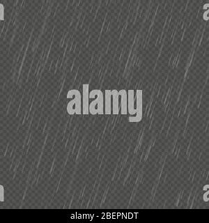 Rain isolated realistic anglewise effect. Transparent nature rainfall template. EPS 10 Stock Vector