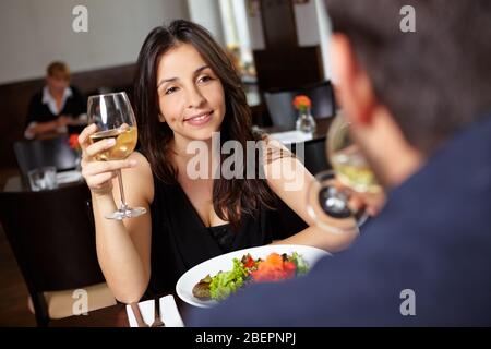 Couple having dinner together in the restaurant Stock Photo