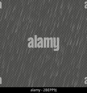 Rain isolated realistic anglewise effect. Transparent nature rainfall template. EPS 10 Stock Vector