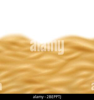 Seamless texture of sunny realistic sand beach. Isolated on white background. Dry desert natural waves. EPS 10 Stock Vector