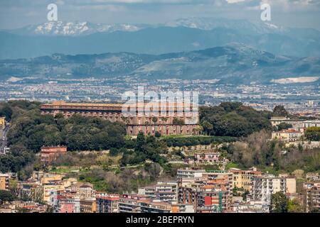 Aerial view of national museum of Capodimonte, located in the Royal Palace and garden of Capodimonte, a great Bourbon palace in Naples, Campania, Italy Stock Photo