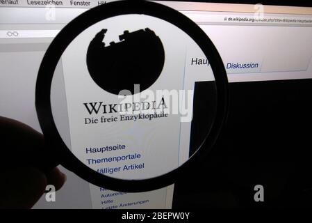 On March 21, 2019, the black colored logo of the free encyclopedia Wikipedia can be seen on a computer screen. The german language version of the open internet lexicon has been switched off with for 24 hours in protest against the European Union's plans to reform the copyright law. The Wikipedia authors fear significant restrictions from the planned reform. Photo: Peter Zimmermann | usage worldwide Stock Photo