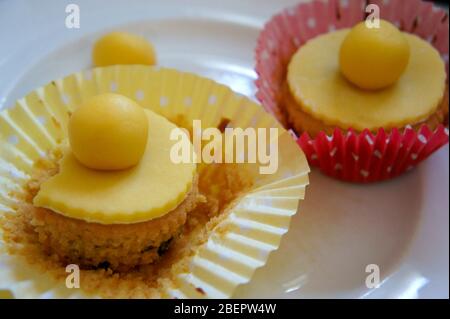 Lemon Simnel Cupcakes Stock Photo