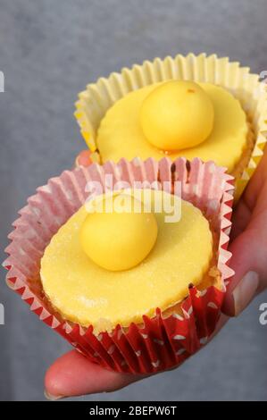 Lemon Simnel Cupcakes Stock Photo