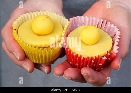 Lemon Simnel Cupcakes Stock Photo