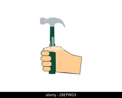 Hammer, hand, tool icon. Vector illustration, flat design. Stock Vector