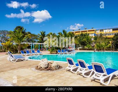 Swimming pool at Hotel Pasacaballo, Jagua, Cienfuegos, Cienfuegos Province, Cuba Stock Photo