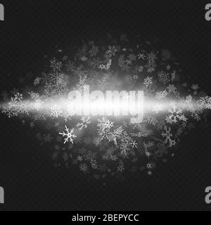 Christmas and New Year object for party invitation. Snow blizzard effect on transparent background. EPS 10 Stock Vector