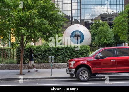 Dallas, Texas, USA. The Giant Eyeball from  Main Street, Downtown. Stock Photo