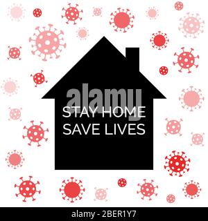 Stay home save lives. Coronavirus quarantine vector banner Stock Vector