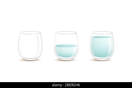 Glass or cup filled with water and empty Vector Image